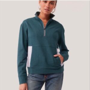 Pact Organic Cotton Teal 1/4 Zip Gorpcore Pullover Sweatshirt XS